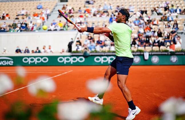 Mandatory Credit: Photo by Javier Garcia BPI Shutterstock (12019122u) Rafael Nadal in third round action French Open Tennis, Day Seven, Roland Garros, Paris, France - 05 Jun 2021 French Open Tennis, Day Seven, Roland Garros, Paris, France - 05 Jun 2021  Copyright: xJavierxGarcia BPI Shutterstockx 12019122u