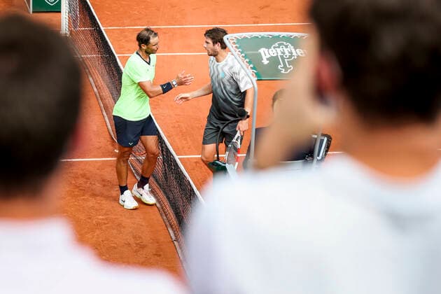 TENNIS - French Open 2021 PARIS,FRANCE,05.June.21 - TENNIS - ATP, Tennis Herren World Tour, French Open, Roland Garros, Grand Slam. Image shows Rafael Nadal (ESP) and Cameron Norrie (GBR).  GEPAxpictures xPatrickxSteiner