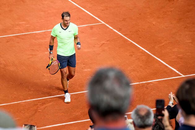 TENNIS - French Open 2021 PARIS,FRANCE,05.June.21 - TENNIS - ATP, Tennis Herren World Tour, French Open, Roland Garros, Grand Slam. Image shows the rejoicing of Rafael Nadal (ESP).  GEPAxpictures xPatrickxSteiner