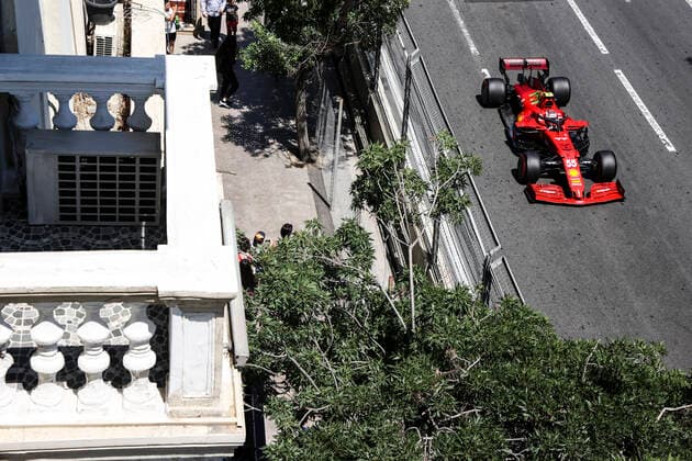 55 SAINZ Carlos (spa), Scuderia Ferrari SF21, action during the Formula 1 Azerbaijan Grand Prix 2021 from June 04 to 06, 2021 on the Baku City Circuit, in Baku, Azerbaijan - FORMULE 1 : Grand Prix d Azerbaidjan - Bakou - 05 06 2021 DPPI PANORAMIC  00121011_AC9I9066