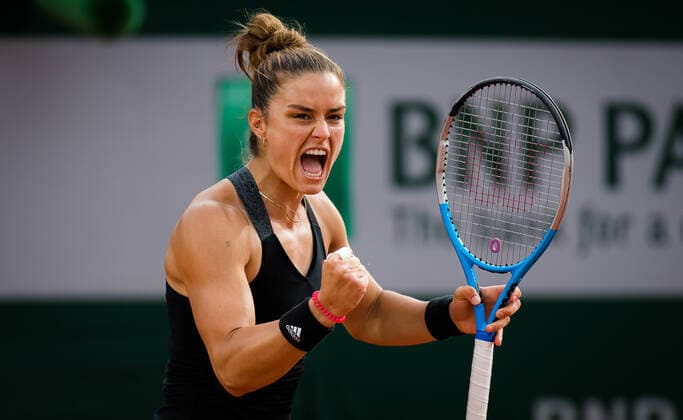 June 5, 2021, PARIS, FRANCE: Maria Sakkari of Greece in action during the third round at the 2021 Roland Garros Grand Slam Tournament against Elise Mertens of Belgium PARIS FRANCE - ZUMAa181 20210605_zaa_a181_148 Copyright: xRobxPrangex