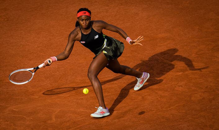 June 5, 2021, PARIS, FRANCE: Cori Gauff of the United States in action during the third round at the 2021 Roland Garros Grand Slam Tournament against Jennifer Brady of the United States PARIS FRANCE - ZUMAa181 20210605_zaa_a181_155 Copyright: xRobxPrangex