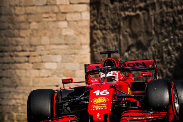 Sport Bilder des Tages 16 LECLERC Charles (mco), Scuderia Ferrari SF21, action during the Formula 1 Azerbaijan Grand Prix 2021 from June 04 to 06, 2021 on the Baku City Circuit, in Baku, Azerbaijan - FORMULE 1 : Grand Prix d Azerbaidjan - Bakou - 05 06 2021 DPPI PANORAMIC  00121011__V2_8286