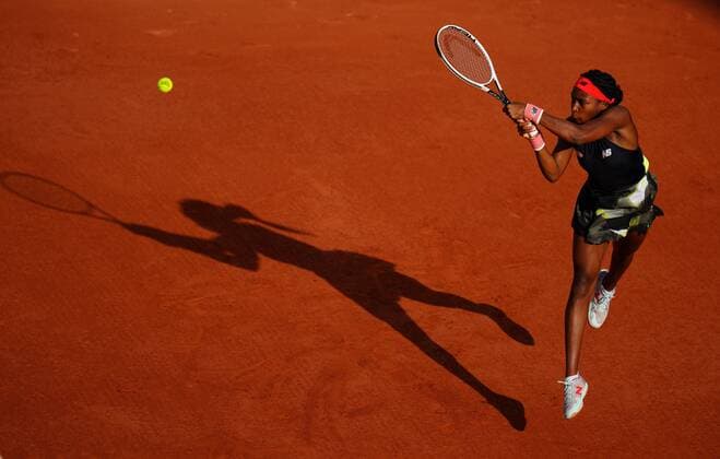 Mandatory Credit: Photo by Javier Garcia BPI Shutterstock (12019122je) Coco Gauff in third round action French Open Tennis, Day Seven, Roland Garros, Paris, France - 05 Jun 2021 French Open Tennis, Day Seven, Roland Garros, Paris, France - 05 Jun 2021  Copyright: xJavierxGarcia BPI Shutterstockx 12019122je