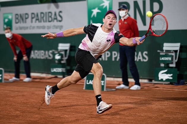 (210606) -- PARIS, June 6, 2021 -- Dominik Koepfer of Germany returns the ball during the men s singles third round match between Roger Federer of Switzerland and Dominik Koepfer of Germany at the French Open tennis tournament at Roland Garros in Paris, France, June 5, 2021. (Photo by Xinhua) (SP)FRANCE-PARIS-TENNIS-ROLAND GARROS-FRENCH OPEN-MEN S SINGLES AurelienxMorissard 
