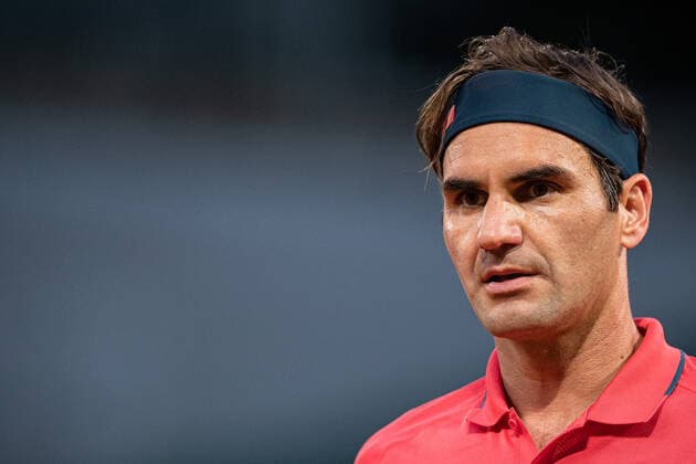 (210606) -- PARIS, June 6, 2021 -- Roger Federer of Switzerland reacts during the men s singles third round match between Roger Federer of Switzerland and Dominik Koepfer of Germany at the French Open tennis tournament at Roland Garros in Paris, France, June 5, 2021. (Photo by Xinhua) (SP)FRANCE-PARIS-TENNIS-ROLAND GARROS-FRENCH OPEN-MEN S SINGLES AurelienxMorissard 