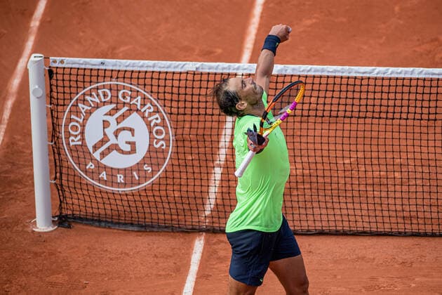 (210606) -- PARIS, June 6, 2021 -- Rafael Nadal celebrates after the men s singles third round match between Rafael Nadal of Spain and Cameron Norrie of Britain at the French Open tennis tournament at Roland Garros in Paris, France, June 5, 2021. (Photo by Xinhua) (SP)FRANCE-PARIS-TENNIS-ROLAND GARROS-FRENCH OPEN-MEN S SINGLES AurelienxMorissard 