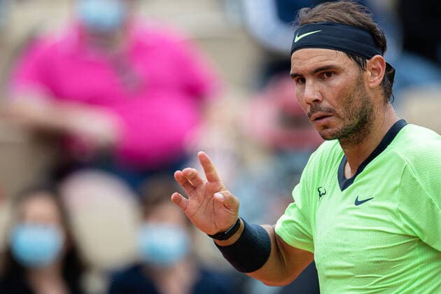 (210606) -- PARIS, June 6, 2021 -- Rafael Nadal reacts during the men s singles third round match between Rafael Nadal of Spain and Cameron Norrie of Britain at the French Open tennis tournament at Roland Garros in Paris, France, June 5, 2021. (Photo by Xinhua) (SP)FRANCE-PARIS-TENNIS-ROLAND GARROS-FRENCH OPEN-MEN S SINGLES AurelienxMorissard 