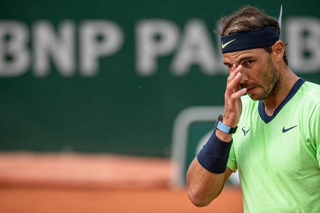 (210606) -- PARIS, June 6, 2021 -- Rafael Nadal reacts during the men s singles third round match between Rafael Nadal of Spain and Cameron Norrie of Britain at the French Open tennis tournament at Roland Garros in Paris, France, June 5, 2021. (Photo by Xinhua) (SP)FRANCE-PARIS-TENNIS-ROLAND GARROS-FRENCH OPEN-MEN S SINGLES AurelienxMorissard 