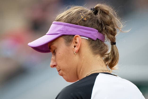 Belgian Elise Mertens looks dejected during a third round game of the Women s Singles tournament between Belgian Mertens WTA, Tennis Damen 15) and Greek Sakkari (WTA 18) at the Roland Garros French Open tennis tournament, in Paris, France, Saturday 05 June 2021. This year s tournament takes place from 24 May to 13 June. BENOITxDOPPAGNE  x2808131x
