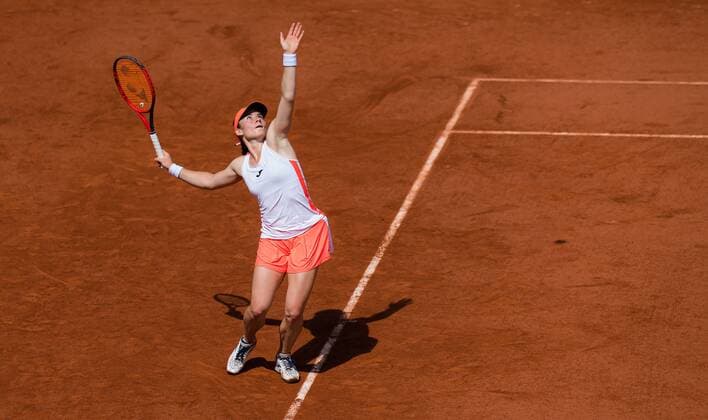 Mandatory Credit: Photo by Rob Prange Shutterstock (12019123m) Tamara Zidansek of Slovenia in action during the fourth round of doubles at the 2021 Roland Garros Grand Slam Tournament French Open Tennis, Day Eight, Roland Garros, Paris, France - 06 Jun 2021 French Open Tennis, Day Eight, Roland Garros, Paris, France - 06 Jun 2021  Copyright: xRobxPrange Shutterstockx 12019123m
