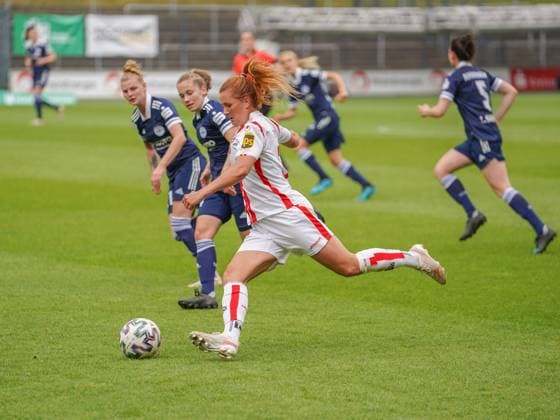 Cologne, Germany, June 6th 2021: Rachel Rinast (31 1. FC Koeln)during the 2. Womens Bundesliga match between 1. FC Koeln and SG 99 Andernach at the Franz-Kremer-Stadium in Cologne, Germany. 2. Womens Bundesliga South - 1. FC K?ln v SG 99 Andernach 