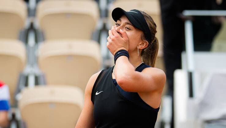 Mandatory Credit: Photo by Rob Prange Shutterstock (12019123ao) Paula Badosa of Spain after winning the fourth round at the 2021 Roland Garros Grand Slam Tournament French Open Tennis, Day Eight, Roland Garros, Paris, France - 06 Jun 2021 French Open Tennis, Day Eight, Roland Garros, Paris, France - 06 Jun 2021  Copyright: xRobxPrange Shutterstockx 12019123ao