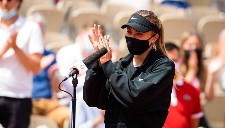Mandatory Credit: Photo by Rob Prange Shutterstock (12019123ag) Paula Badosa of Spain after winning the fourth round at the 2021 Roland Garros Grand Slam Tournament French Open Tennis, Day Eight, Roland Garros, Paris, France - 06 Jun 2021 French Open Tennis, Day Eight, Roland Garros, Paris, France - 06 Jun 2021  Copyright: xRobxPrange Shutterstockx 12019123ag