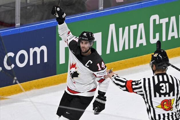 Captain Adam Henrique of Canada celebrates goal which was later disallowed as offside during 2021 IIHF Ice hockey, Eishockey World Championships final Finland vs Canada in Riga, Latvia on Sunday, June 6, 2021. Riika, Riga Latvia LKFTJK20210606213244HIKF  Copyright: xJussixNukarix