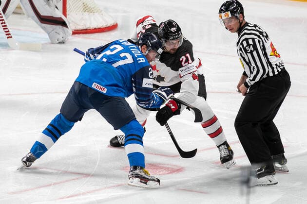 Kintiola (FIN) Paul (CAN) during World Championship, WM, Weltmeisterschaft 2021 - Gold Medal - Finland vs Canada, Ice hockey, Eishockey in Riga, Latvia, June 06 2021  Copyright: xLiveMedia AndreaxRex xIPAx xLiveMediax 0