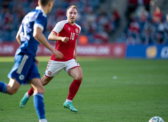 Denmarks Christian Eriksen during the test match between Denmark Bosnia and Herzegovina at Broendby Stadium, Sunday 6 June 2021, Copenhagen Denmark  Copyright: Ritzau Scanpix LiselottexSabroex COP101 spdk20210606-185802-L