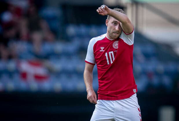 Denmarks Christian Eriksen during the test match between Denmark Bosnia and Herzegovina at Broendby Stadium, Sunday 6 June 2021, Copenhagen Denmark  Copyright: Ritzau Scanpix LiselottexSabroex COP101 spdk20210606-203018-L