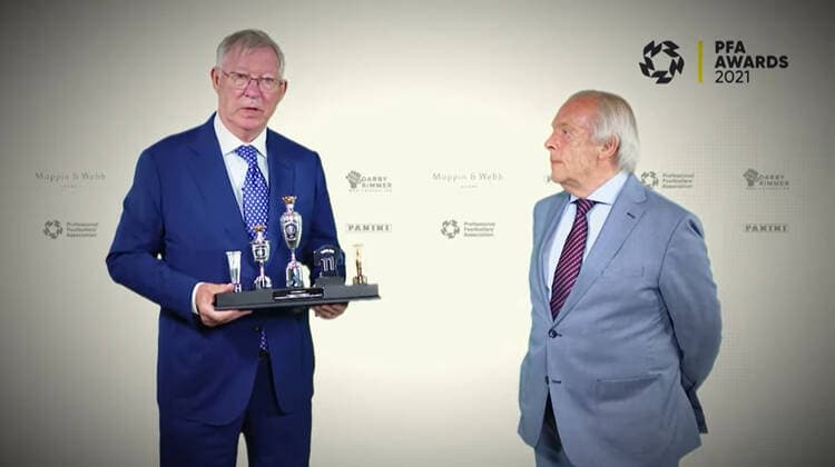 Football, Gordon Taylor receives PFA Merit Award from Sir Alex Ferguson