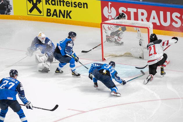 Eishockey, WM, Finale, Kanada ist Weltmeister GAME WINNING GOAL BY Paul (CAN) during World Championship, WM, Weltmeisterschaft 2021 - Gold Medal - Finland vs Canada, Ice hockey, Eishockey in Riga, Latvia, June 06 2021  Copyright: xLiveMedia AndreaxRex xIPAx xLiveMediax 0
