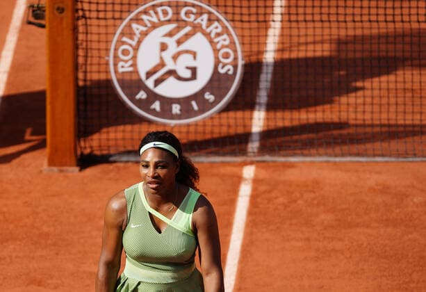 (210607) -- PARIS, June 7, 2021 -- Serena Williams of the United States reacts during the women s singles fourth round match between Serena Williams of the United States and Elena Rybakina of Kazakhstan at the French Open tennis tournament at Roland Garros in Paris, France, June 6, 2021. ) (SP)FRANCE-PARIS-TENNIS-ROLAND GARROS-FRENCH OPEN-WOMEN S SINGLES GaoxJing 