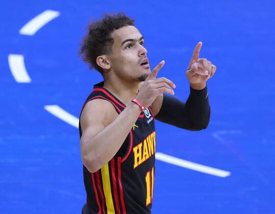 June 6, 2021, Philadelphia, PA, USA: Atlanta Hawks guard Trae Young reacts as the game begins during the first period against the Philadelphia 76ers in a NBA, Basketball Herren, USA second round Eastern Conference playoff basketball game on Sunday, Jun 6, 2021, in Philadelphia. Philadelphia USA - ZUMAm67_ 0120587706st Copyright: xCurtisxComptonx