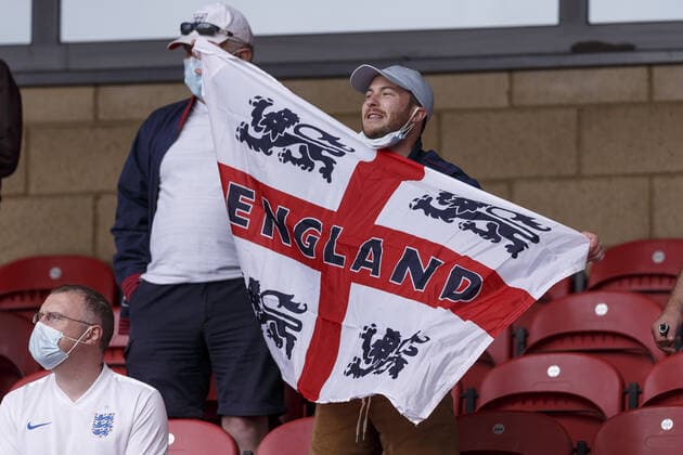 England fans during the International Friendly, Länderspiel, Nationalmannschaft match between England and Romania at Riverside Stadium on June 6th 2021 in Middlesbrough, England Where: Middlesbrough, North Yorkshire, United Kingdom When: 06 Jun 2021 Credit: Daniel phcimages Cover Images **NOT AVAILABLE FOR PUBLICATION IN UK NEWSPAPERS** Copyright: xDaniel phcimages CoverxImagesx 41484303 EDITORIAL USE ONLY. RESTRICTED TO NEWSPAPERS BASED IN THE UK