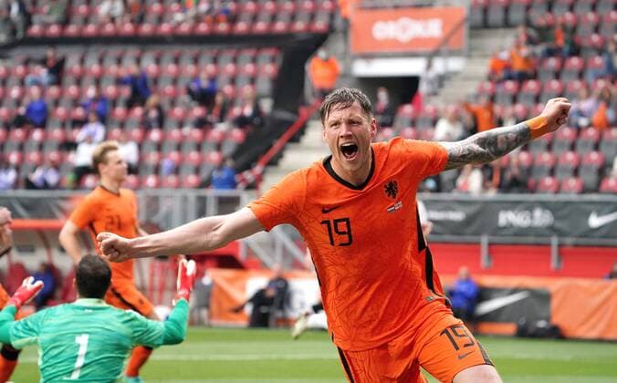 Wout Weghorst celebrates 1-0 during friendly football match Netherlands vs Georgia on June 6,2021 at FC Twente Stadion in Enschede, Netherllands Photo by SCS Soenar Chamid AFLO (HOLLAND OUT) Noxthirdxpartyxsales  (161987611)