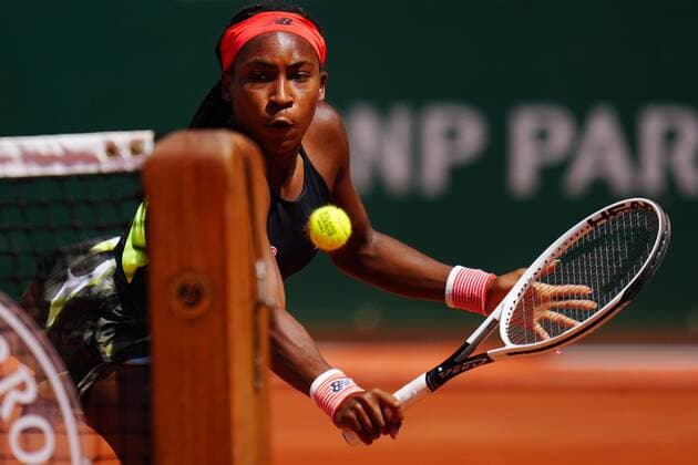 Mandatory Credit: Photo by Javier Garcia BPI Shutterstock (12019129bc) Coco Gauff in fourth round action French Open Tennis, Day Nine, Roland Garros, Paris, France - 07 Jun 2021 French Open Tennis, Day Nine, Roland Garros, Paris, France - 07 Jun 2021  Copyright: xJavierxGarcia BPI Shutterstockx 12019129bc