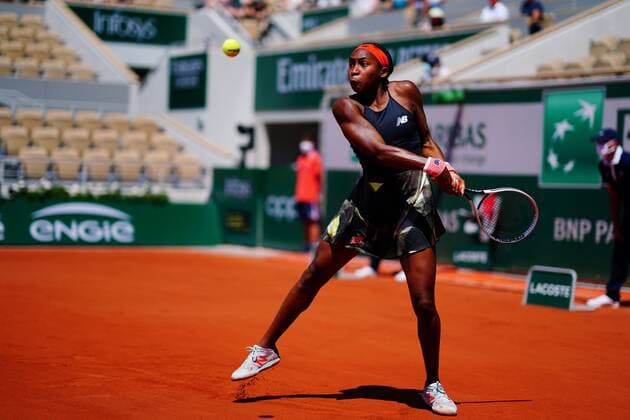Mandatory Credit: Photo by Javier Garcia BPI Shutterstock (12019129bw) Coco Gauff in fourth round action French Open Tennis, Day Nine, Roland Garros, Paris, France - 07 Jun 2021 French Open Tennis, Day Nine, Roland Garros, Paris, France - 07 Jun 2021  Copyright: xJavierxGarcia BPI Shutterstockx 12019129bw