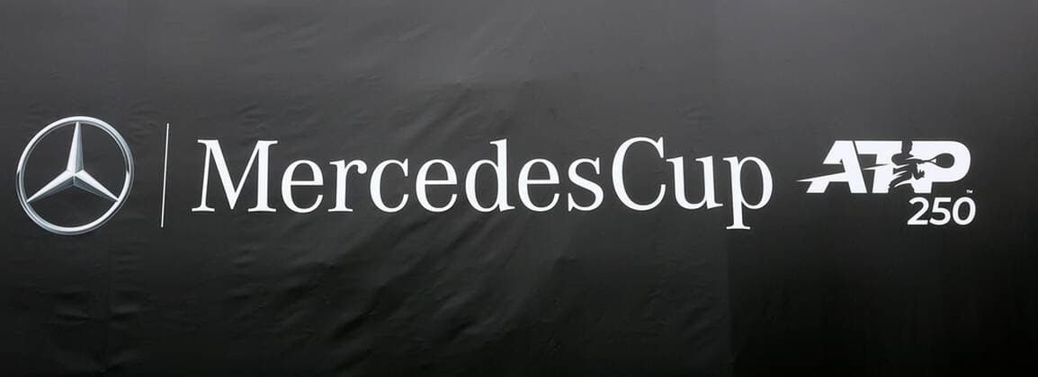 07 06 2021, ATP Tour Mercedes Cup Stuttgart, Weissenhofff, tennis, sports, in the picture Center Court with empty backdrop on the first matchday of the Mercedes Cup 2021