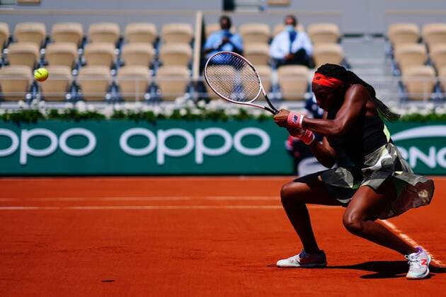 Mandatory Credit: Photo by Javier Garcia BPI Shutterstock (12019129bx) Coco Gauff in fourth round action French Open Tennis, Day Nine, Roland Garros, Paris, France - 07 Jun 2021 French Open Tennis, Day Nine, Roland Garros, Paris, France - 07 Jun 2021  Copyright: xJavierxGarcia BPI Shutterstockx 12019129bx
