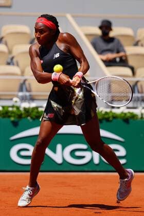 Mandatory Credit: Photo by Javier Garcia BPI Shutterstock (12019129di) Coco Gauff in fourth round action French Open Tennis, Day Nine, Roland Garros, Paris, France - 07 Jun 2021 French Open Tennis, Day Nine, Roland Garros, Paris, France - 07 Jun 2021  Copyright: xJavierxGarcia BPI Shutterstockx 12019129di