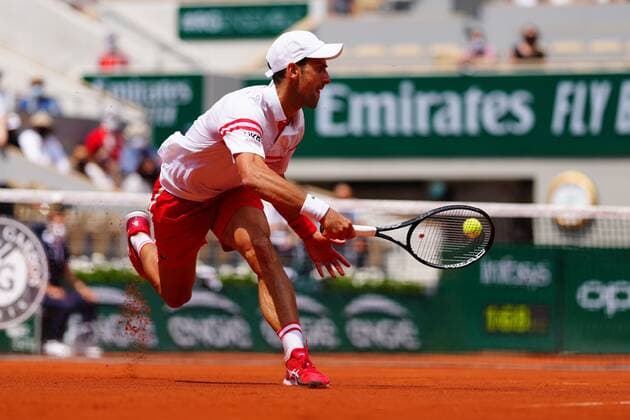 Mandatory Credit: Photo by Javier Garcia BPI Shutterstock (12019129dv) Novak Djokovic in fourth round action French Open Tennis, Day Nine, Roland Garros, Paris, France - 07 Jun 2021 French Open Tennis, Day Nine, Roland Garros, Paris, France - 07 Jun 2021  Copyright: xJavierxGarcia BPI Shutterstockx 12019129dv