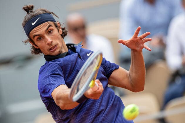 Lorenzo MUSETTI of Italy plays a ball during the men s single against Novak DJOKOVIC of Serbia on the fourth round of the French Open tennis tournament at Roland Garros in Paris, France, 7 June 2021.  Copyright: xAurelienxMorissardx
