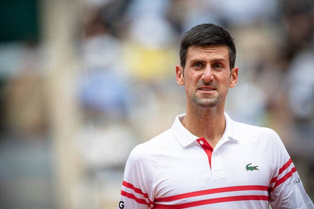 Novak DJOKOVIC of Serbia reacts during the men s single against Lorenzo MUSETTI of Italy on the fourth round of the French Open tennis tournament at Roland Garros in Paris, France, 7 June 2021.  Copyright: xAurelienxMorissardx