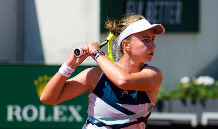 June 7, 2021: Barbora Krejcikova of the Czech Republic in action during the fourth round of the 2021 Roland Garros Grand Slam Tournament against Sloane Stephens of the United States - ZUMAa181 20210607_zaa_a181_003 Copyright: xRobxPrangex