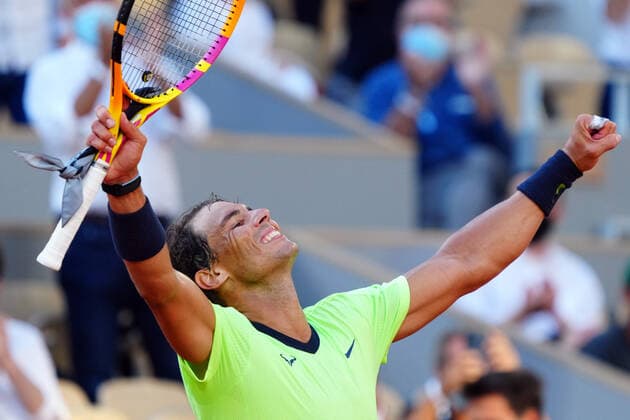 Mandatory Credit: Photo by Javier Garcia BPI Shutterstock (12019129kt) Rafael Nadal celebrates winning his fourth round match French Open Tennis, Day Nine, Roland Garros, Paris, France - 07 Jun 2021 French Open Tennis, Day Nine, Roland Garros, Paris, France - 07 Jun 2021  Copyright: xJavierxGarcia BPI Shutterstockx 12019129kt