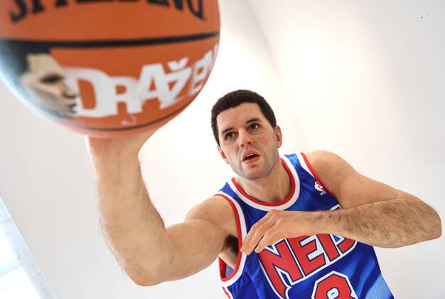 Basketball, presentation of a wax figure of Drazen Petrovic