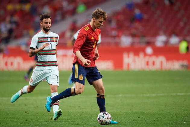 Spain v Portugal - International Friendly, Länderspiel, Nationalmannschaft Diego Llorente (Leeds United) of Spain and Bruno Fernandes Manchester United, ManU of Portugal compete for the ball during the international friendly match between Spain and Portugal at Estadio Wanda Metropolitano on June 4, 2021 in Madrid, Spain. Madrid Spain breton-spainvpo210604_nprqP  Copyright: xJosexBretonx