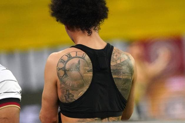 Football, International match, Test match, Friendly match, Germany vs Latvia, 07 06 2021, Merkurspielarena Düsseldorf Leroy Sane ,Germany, Tatoo, Action single picture