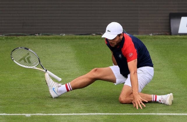 08 06 2021, ATP Tour Mercedes Cup Stuttgart, Weissenhofff, tennis, sports, pictured Gregoire Barrere FRA slips