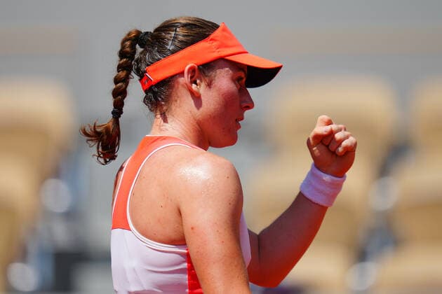 Mandatory Credit: Photo by Javier Garcia BPI Shutterstock (12042203bc) Tamara Zidansek celebrates during her quarter final match French Open Tennis, Day Ten, Roland Garros, Paris, France - 08 Jun 2021 French Open Tennis, Day Ten, Roland Garros, Paris, France - 08 Jun 2021  Copyright: xJavierxGarcia BPI Shutterstockx 12042203bc