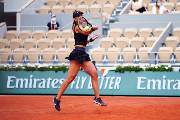 Mandatory Credit: Photo by Javier Garcia BPI Shutterstock (12042203bn) Paula Badosa during her quarter final match French Open Tennis, Day Ten, Roland Garros, Paris, France - 08 Jun 2021 French Open Tennis, Day Ten, Roland Garros, Paris, France - 08 Jun 2021  Copyright: xJavierxGarcia BPI Shutterstockx 12042203bn