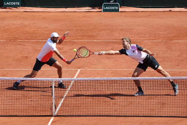 Kevin Krawietz Horia Tecau with cap , Mens Doubles Tennis French Open 2021 Grand Slam Roland Garros Paris France 8 June 2021 Copyright: xJuergenxHasenkopfx