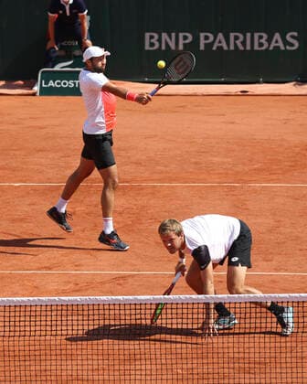 Kevin Krawietz Horia Tecau with cap , Mens Doubles Tennis French Open 2021 Grand Slam Roland Garros Paris France 8 June 2021 Copyright: xJuergenxHasenkopfx