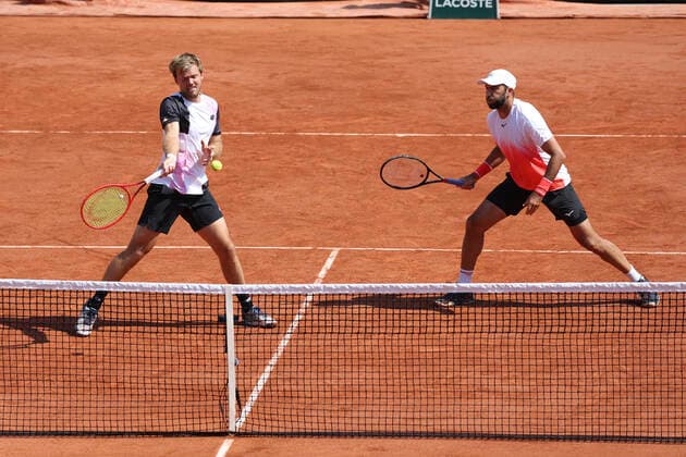 Kevin Krawietz Horia Tecau with cap , Mens Doubles Tennis French Open 2021 Grand Slam Roland Garros Paris France 8 June 2021 Copyright: xJuergenxHasenkopfx