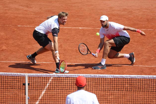 Kevin Krawietz Horia Tecau with cap , Mens Doubles Tennis French Open 2021 Grand Slam Roland Garros Paris France 8 June 2021 Copyright: xJuergenxHasenkopfx