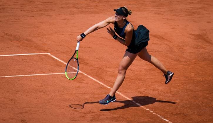 Mandatory Credit: Photo by Rob Prange Shutterstock (12042205a) Paula Badosa of Spain in action during the quarter-final of the 2021 Roland Garros Grand Slam Tournament French Open Tennis, Day Ten, Roland Garros, Paris, France - 08 Jun 2021 French Open Tennis, Day Ten, Roland Garros, Paris, France - 08 Jun 2021  Copyright: xRobxPrange Shutterstockx 12042205a