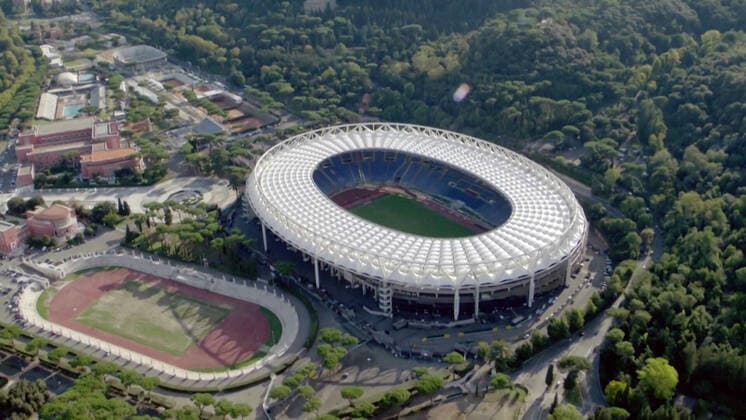 ROME, ITALY - May 3: An aerial view of the Olimpico stadium April 21, 2021 in Rome, Italy. (Photo by UEFA Insidefoto) andreaxstaccioli